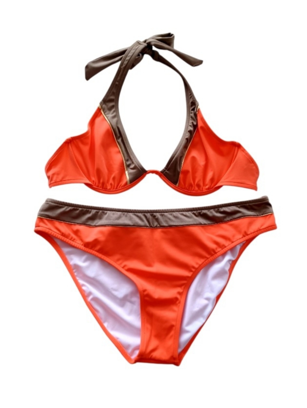 VENUS Orange and Brown Bikini Set, Top Size 38C/40B, Bottom Size 14